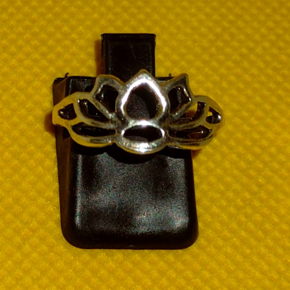 2/$10 Lotus Flower High Polish Silver Ring